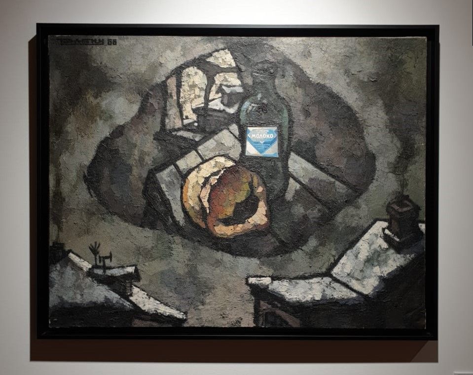 Оскар Рабин. Картина с калачом. 1966. Холст, масло