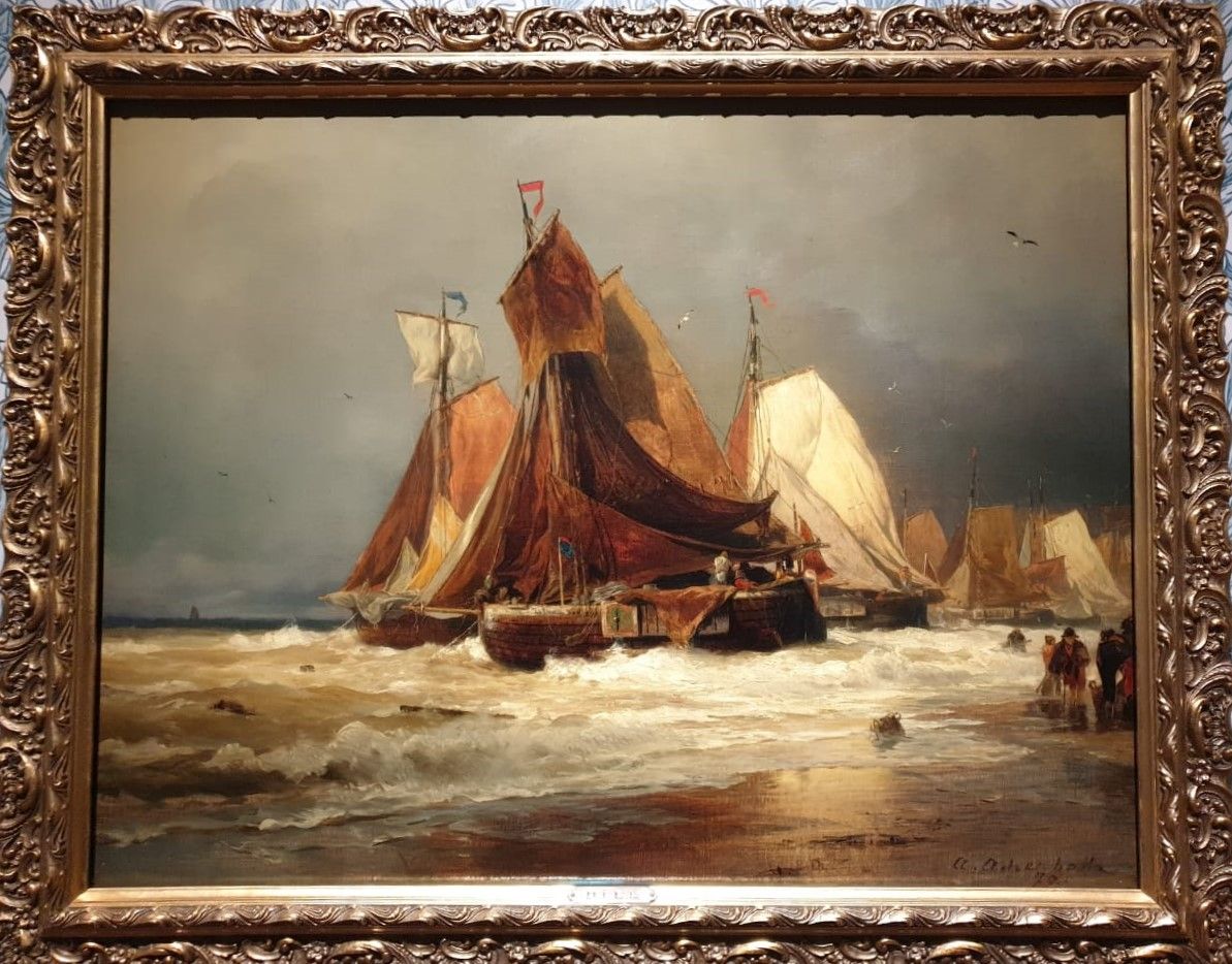 Андреас Ахенбах. Парусные лодки. 1870