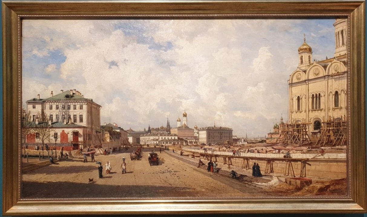 Вид Храма Христа Спасителя с Пречистенки в Москве. 1880