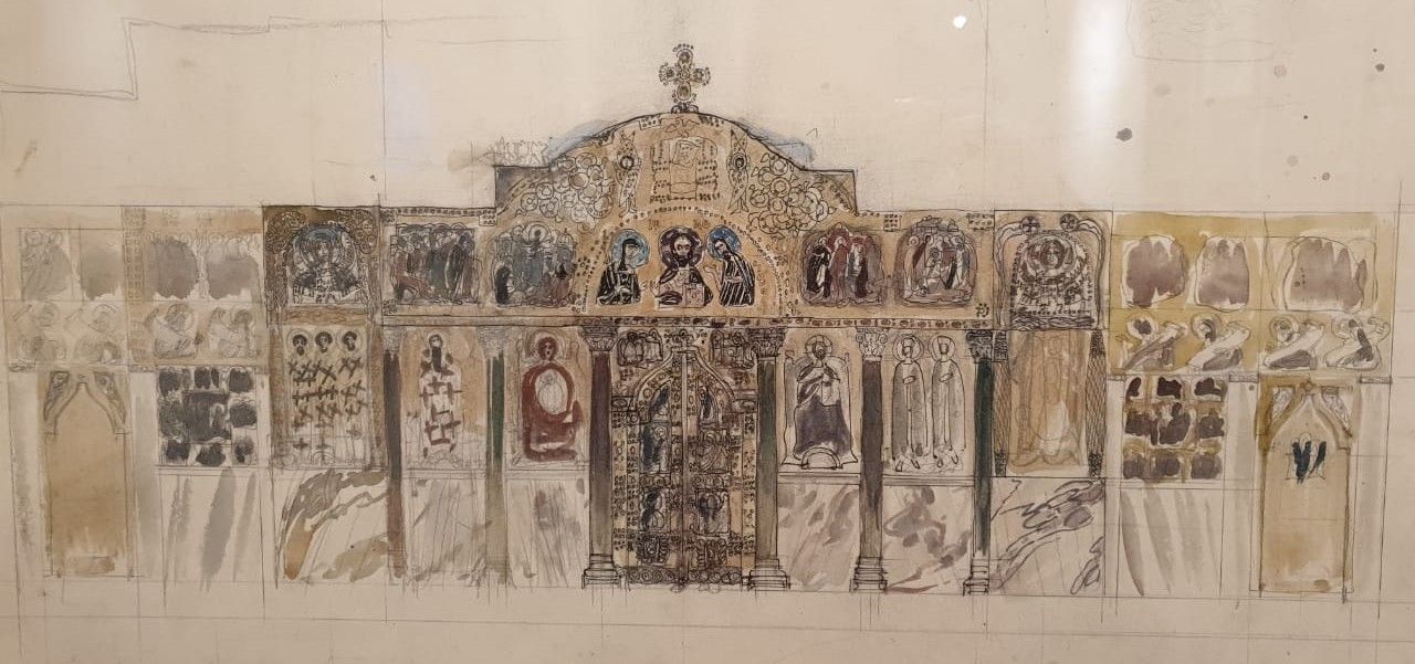 А.В.Щусев Иконостас. Церковь преподобных Антония и Феодосия Печерских, Киево-Печерская лавра в Киеве. Эскиз 1900-е