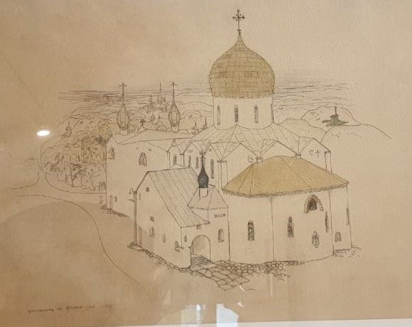 А.В.Щусев Покровский собор, Марфо-Мариинская обитель в Москве. Перспектива, вид с юго-востока. Эскиз. 1908