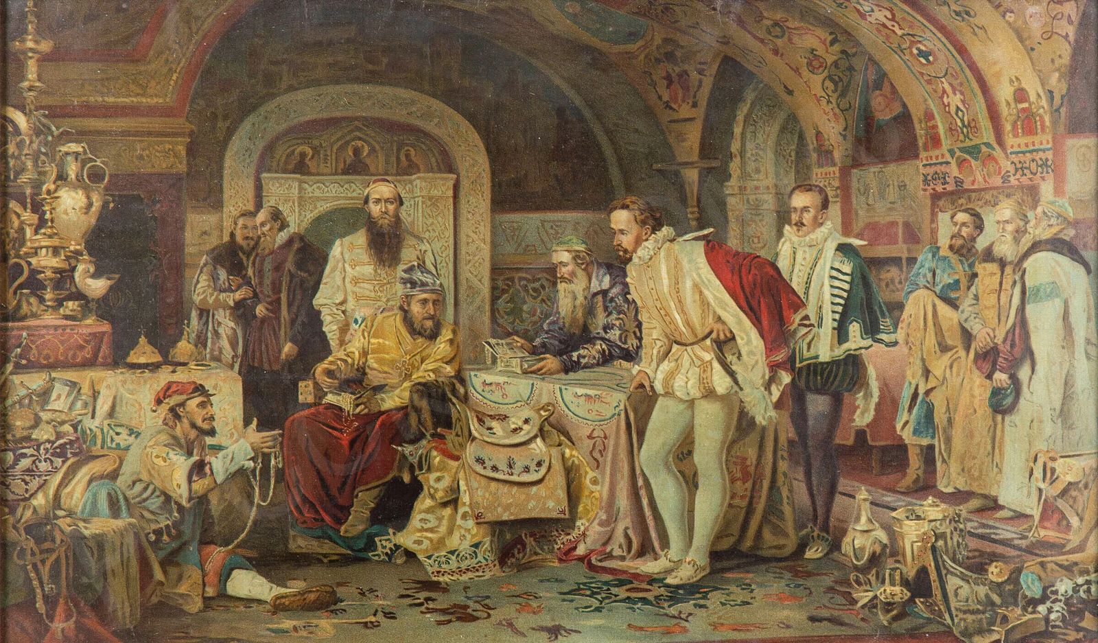 А.Д.Литовченко “Иван Грозный показывает сокровища английскому послу Горсею” источник фото: https://najti-po-photo.ru