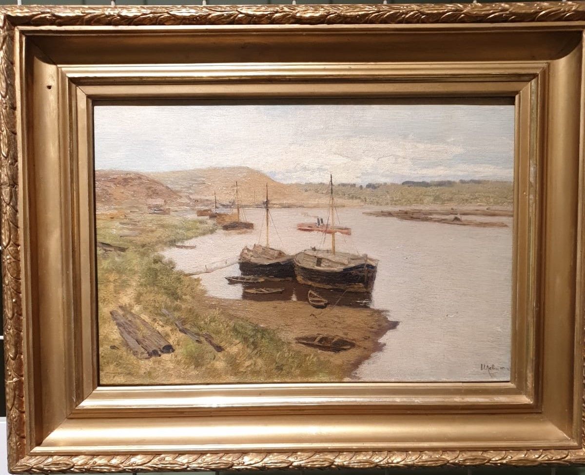 Левитан И.И. 1860-1900 Баржи на Волге. Этюд Начало XX