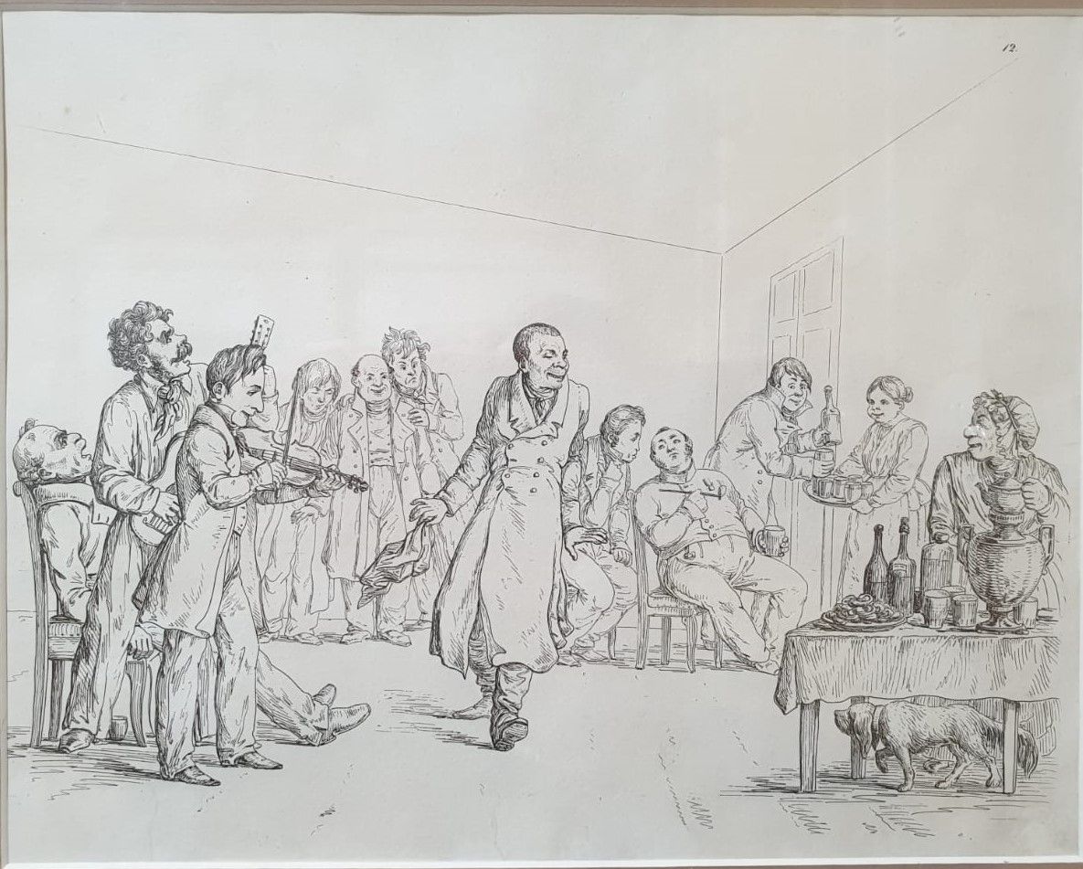 Сапожников А.П. (1795-1855) Лист из альбома Похождения Христиана Христиановича Виольдамура и его Аршета.