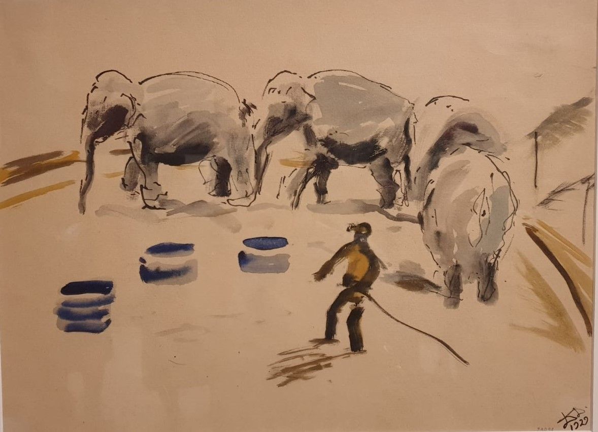 Даниил Даран. Репетиция в цирке. 1929 Бумага, акварель, тушь, перо