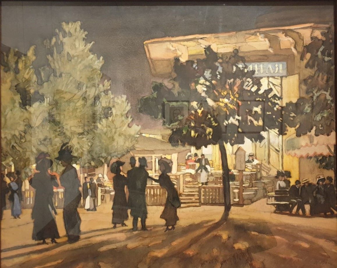 Константин Юон (1875-1958) Ночь. Тверской бульвар. 1909