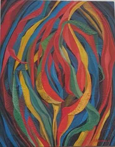 Либия Мастеркова (1927-2008) Композиция, 1965 Фанеро, масло, коллаж из тканей, лак