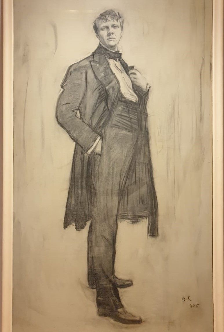 Валентин Серов Портрет Ф.И.Шаляпина 1905 Холст, уголь, мел