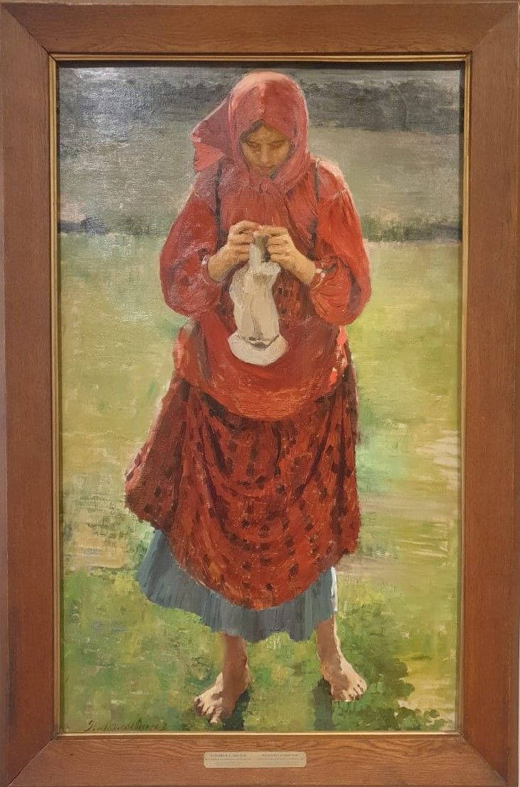 Филипп Малявин Крестьянская девушка с чулком 1895 холст, масло