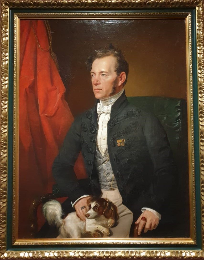 И.Ф.Хруцкий Портрет неизвестного с собакой 1840 холст, масло