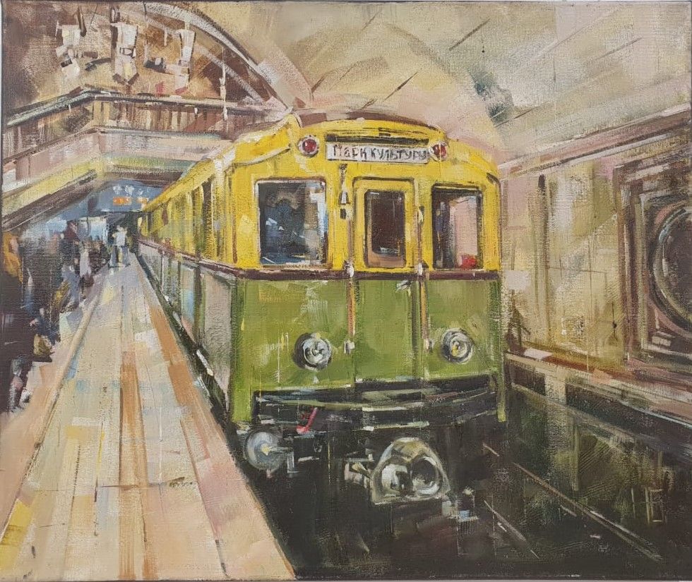 Николай Базунов Вагон метро А №1 2024 холст, масло