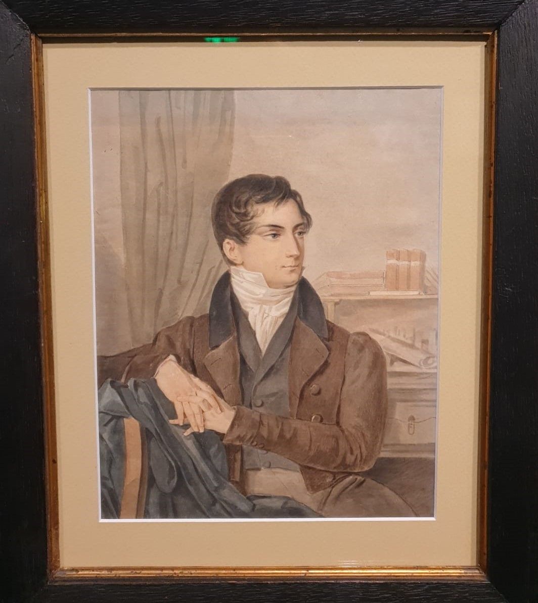 Неизвестный художник с оригинала А.Ф.Лагрене 1826 года Дмитрий Владимирович Веневитинов XIX бумага, акварель