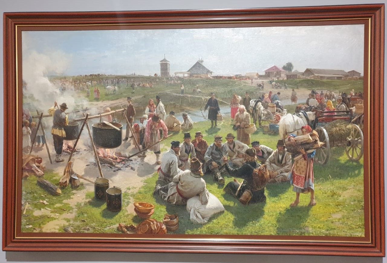 Илларион Прянишников Общий жертвенный котел в престольный праздник, 1888 холст, масло
