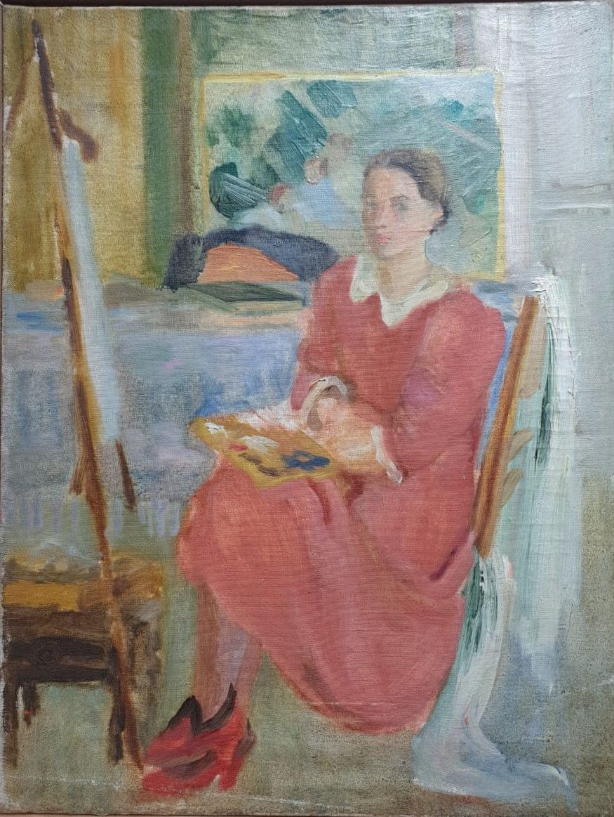 Лидия Тимошенко Автопортрет за мольбертом Холст, масло 1920-30-е