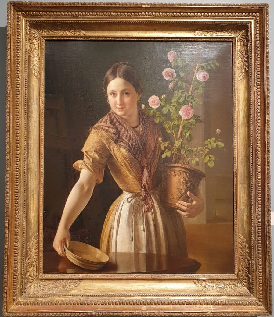 Тропинин В.А. Девушка с горшком роз 1850 холст, масло