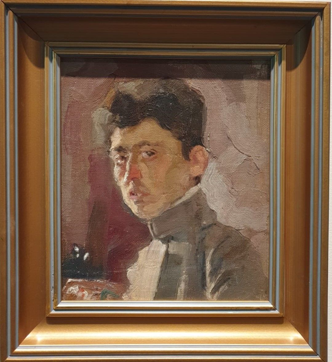 Исаак Бродский (1884-1939) Автопортрет 1901 холст на картоне, масло