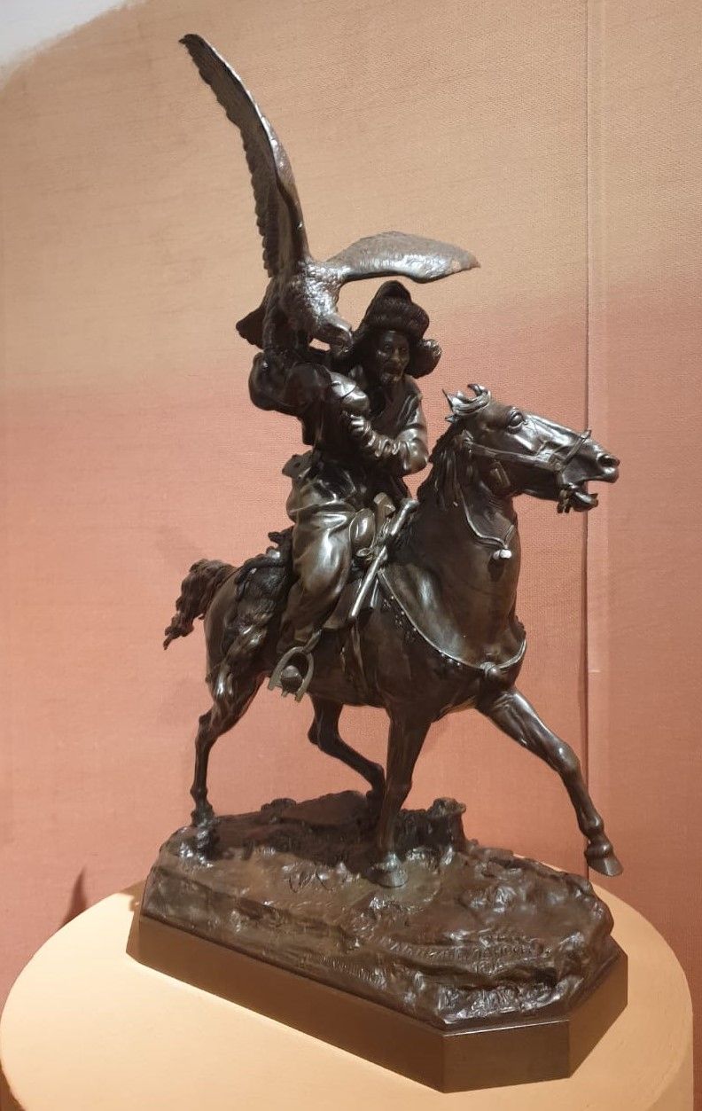 Евгений Лансере (1848-1886) Киргиз с беркутом 1876 бронза, литье, чеканка, патинирование