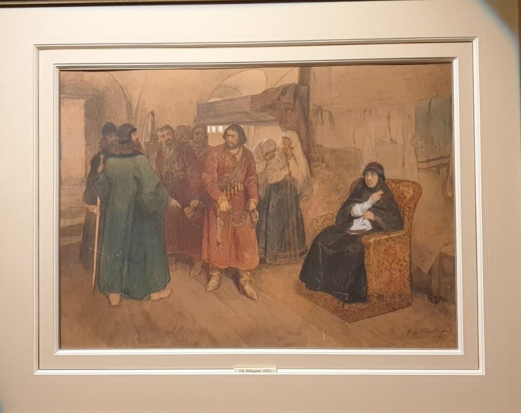 Клавдий Лебедев Боярыня Морозова 1895 Бумага на картоне, графитный карандаш, акварель, белила Коллекция семьи Коньковых