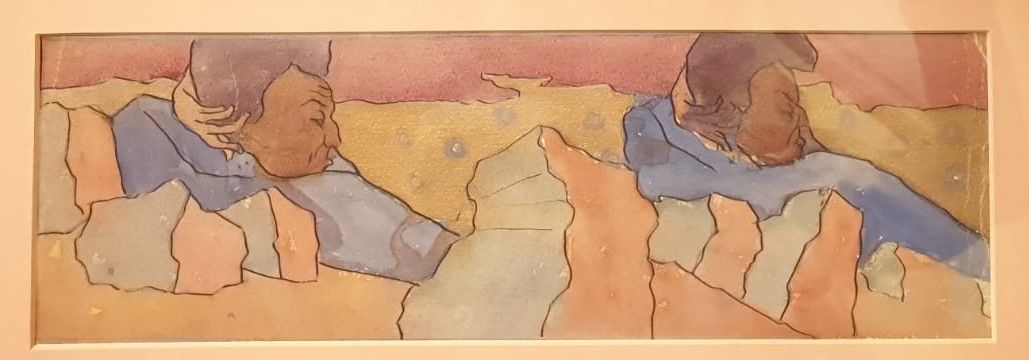 Николай Рерих. Великаны. Эскиз фриза. Первая половина 1900-х. Бумага, тушь, перо, акварель. Частная коллекция.