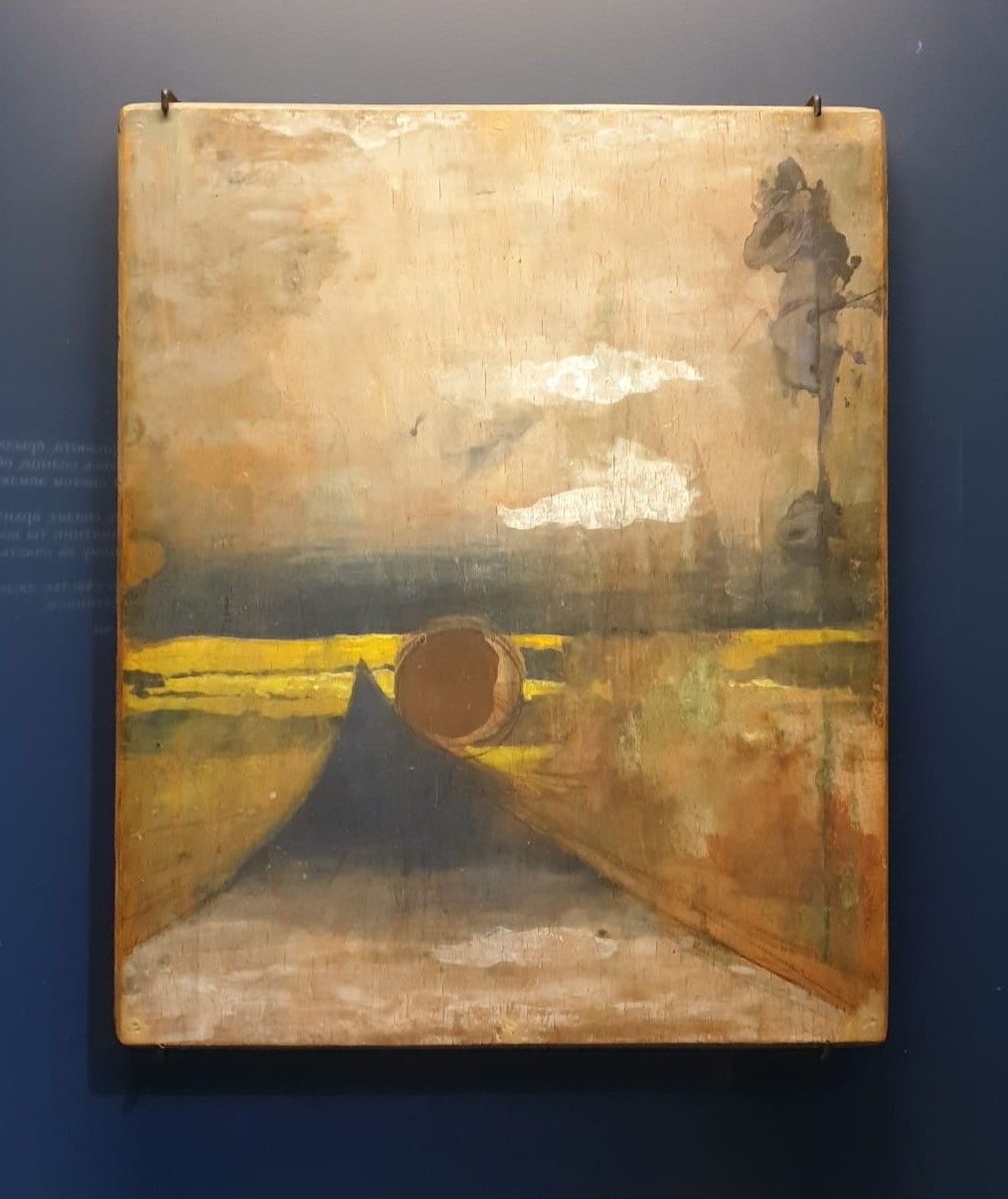 Иван Леонидов Город Солнца. Городской пейзаж. Эскиз. 1943-1959 фанера, карандаш, белила, темпера, шпон, серебряная краска, лак, бронзовка