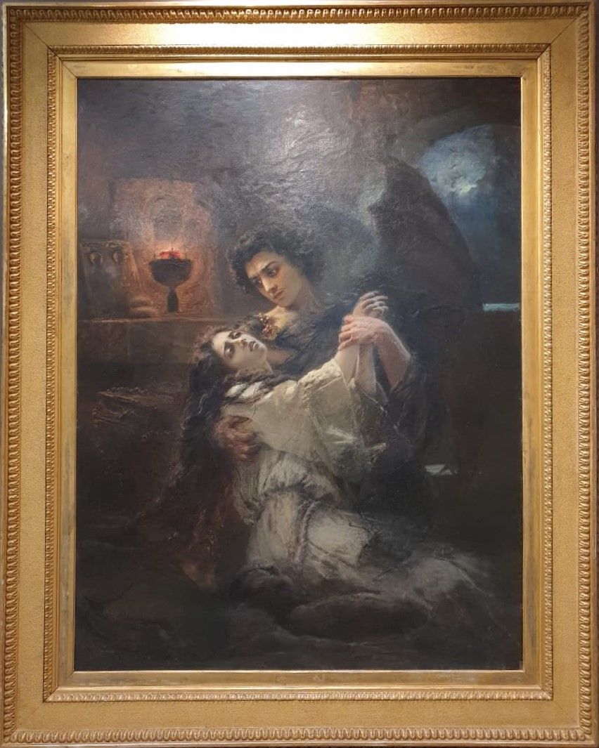 К.Маковский Демон и Тамара. 1889 холст, масло. Серпуховский историко-художественный музей