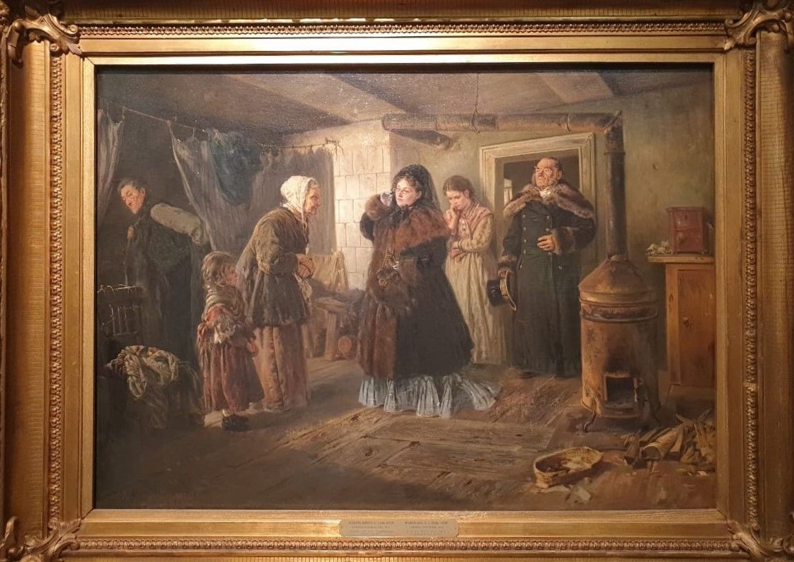 В.Маковский Посещение бедных 1874. холст, масло. ГТГ