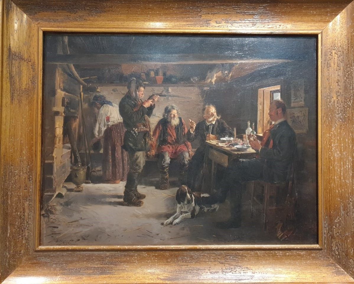 В.Маковский В избушке лесника 1886-1887 холст, масло. Серпуховский историко-художественный музей