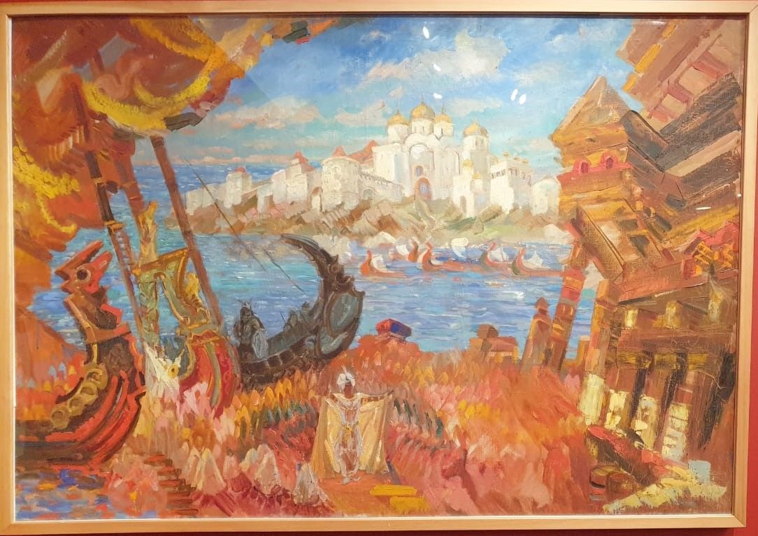 Ф.Ф.Федоровский. Торжище. Эскиз декорации к опере "Садко". Москва, Государственный академический Большой театр СССР, 1934. холст, масло