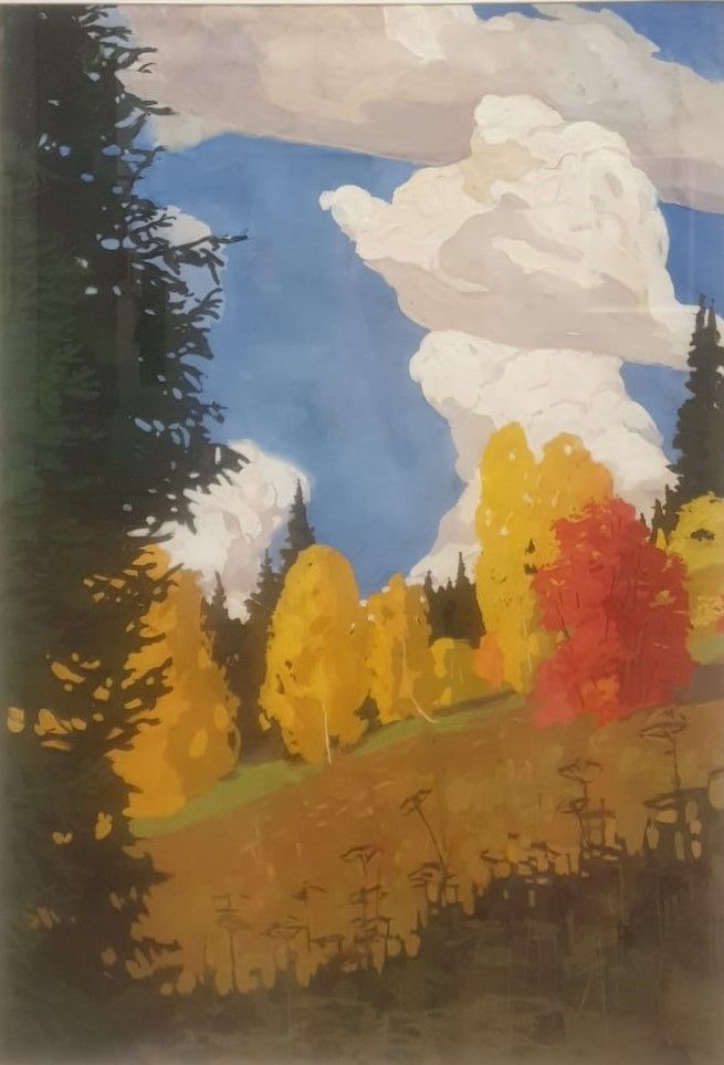 Рябинка 1959 бумага серая, гуашь