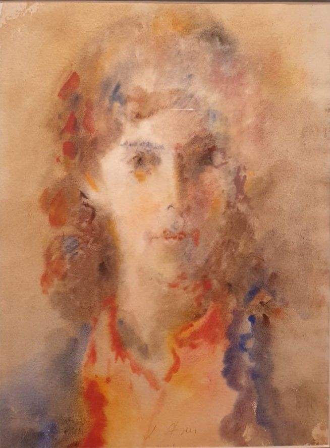Женский портрет 1943 бумага, акварель