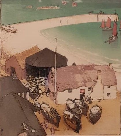 Джон Эдгар Платт Мол в Сеннен-Ков (Великобритания) 1917 бумага, цветная ксилография