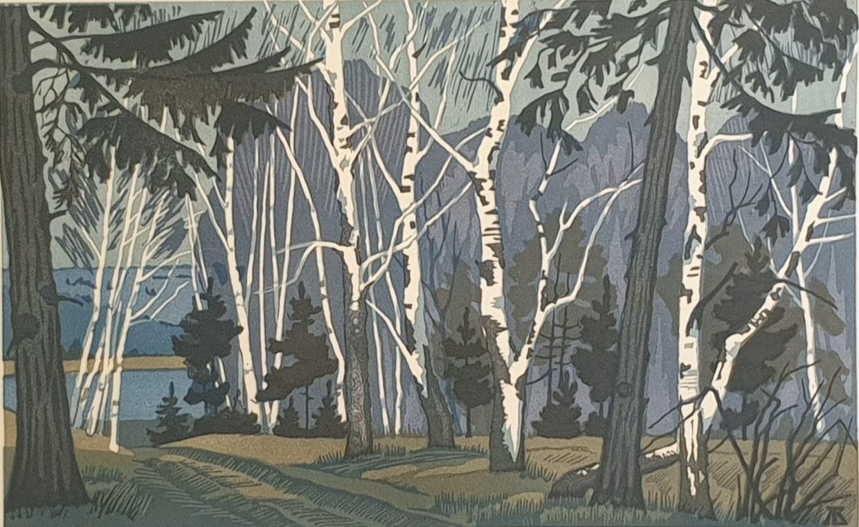 В Тарусе. 1977 бумага, линогравюра