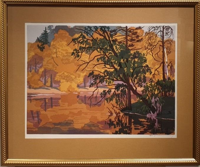 Осенний пейзаж 1975 бумага, линогравюра
