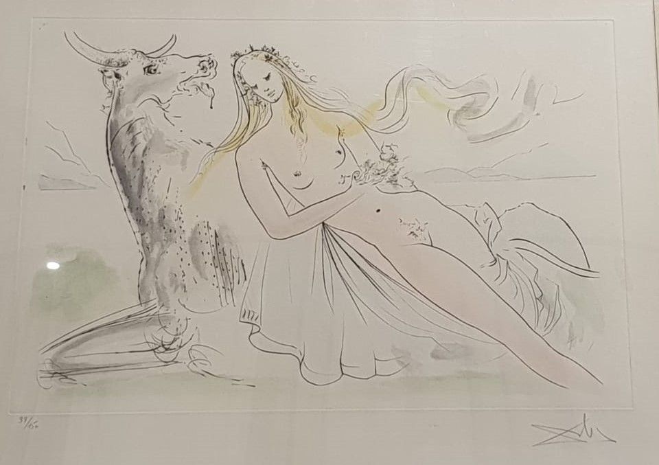Похищение Европы Бумага, гравюра, акварель 1971