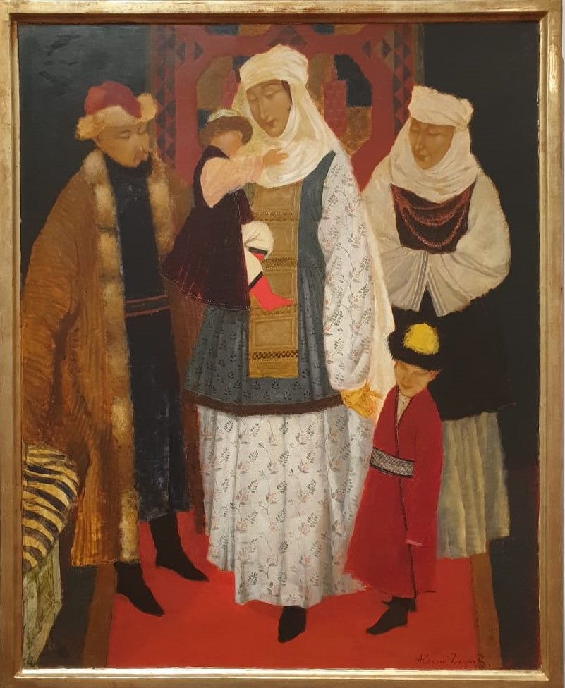 Алексей Исупов Киргизская семья 1921 дерево, темпера