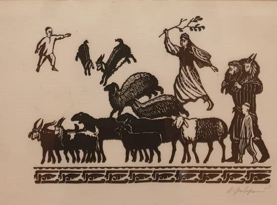 Владимир Фаворский На базар 1943 бумага, линогравюра