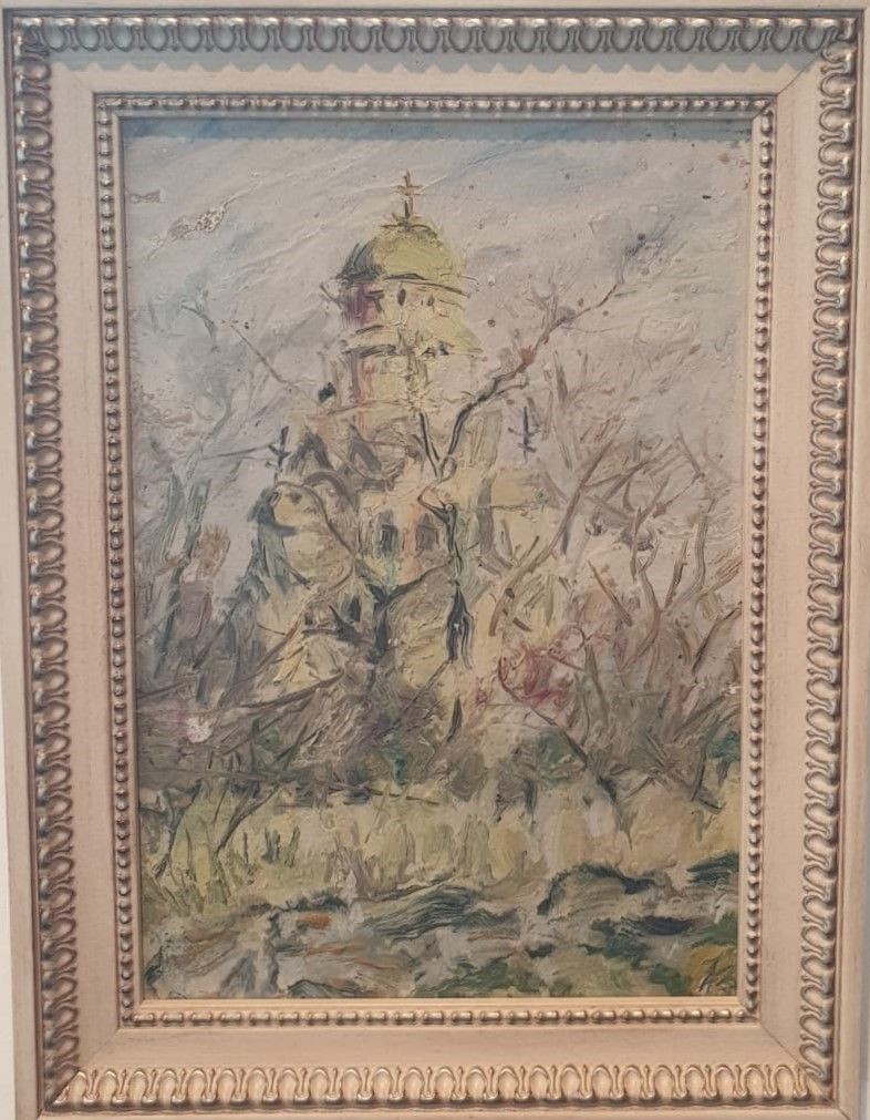 Анатолий Зверев Пейзаж с церковью 1959