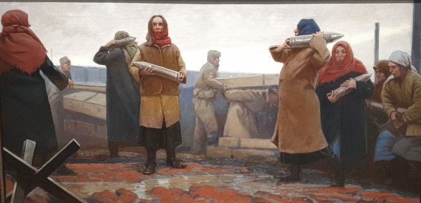 Полина Минеева Разгрузка снарядов 2020 холст, масло