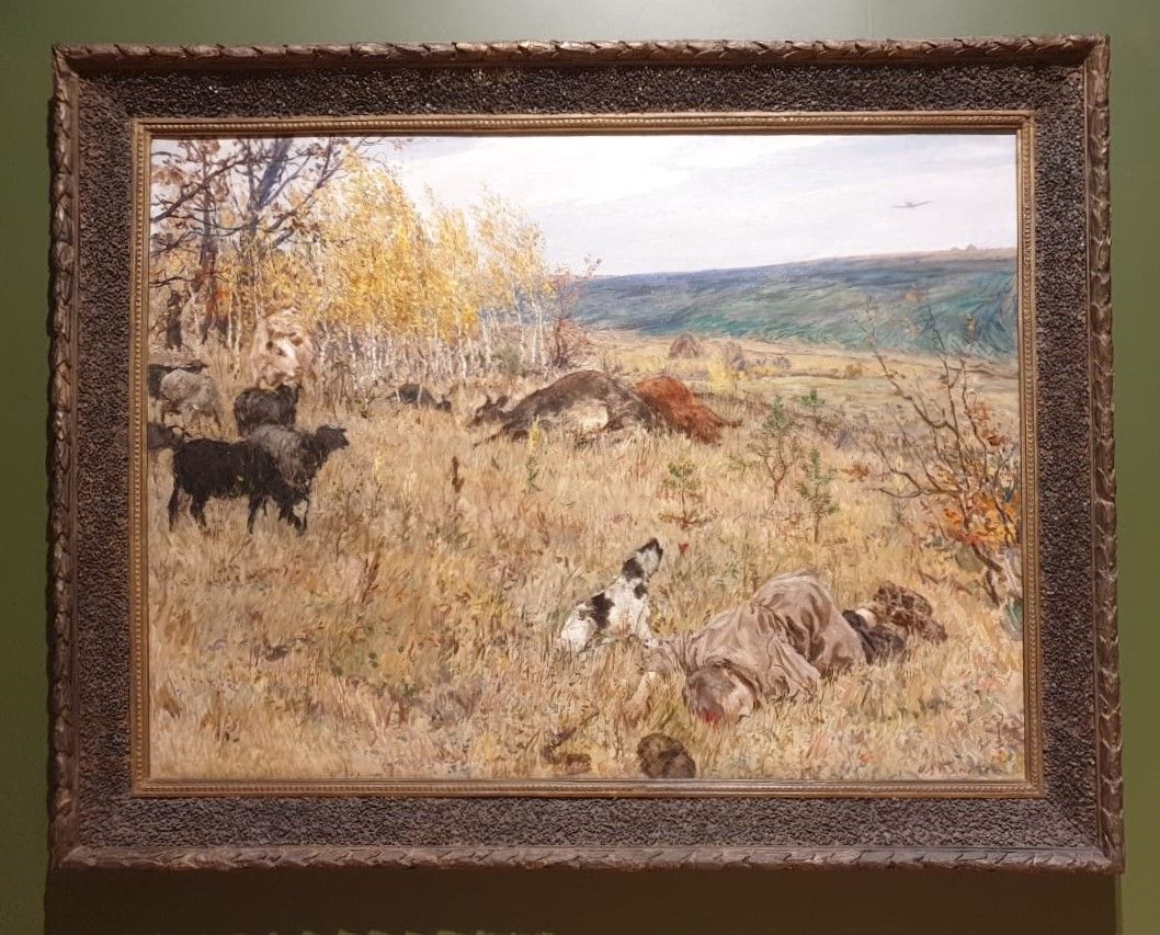 Аркадий Пластов Фашист пролетел 1942 холст, масло