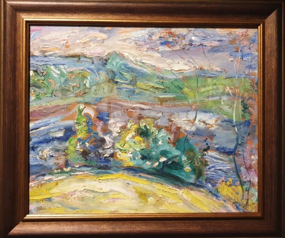Н.М.Гущин Волга. Протоки конец 1950-х-начало 1960-х картон, масло