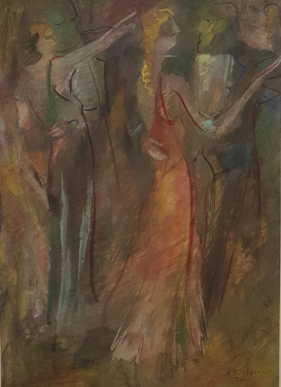 Александра Кольцова-Бычкова. Танцующие пары. 1931. Картон, гуашь