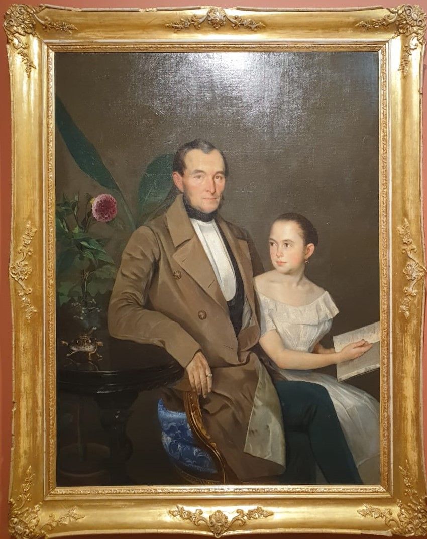 Неизвестный художник Портрет отца с дочерью. 1840-е холст, масло
