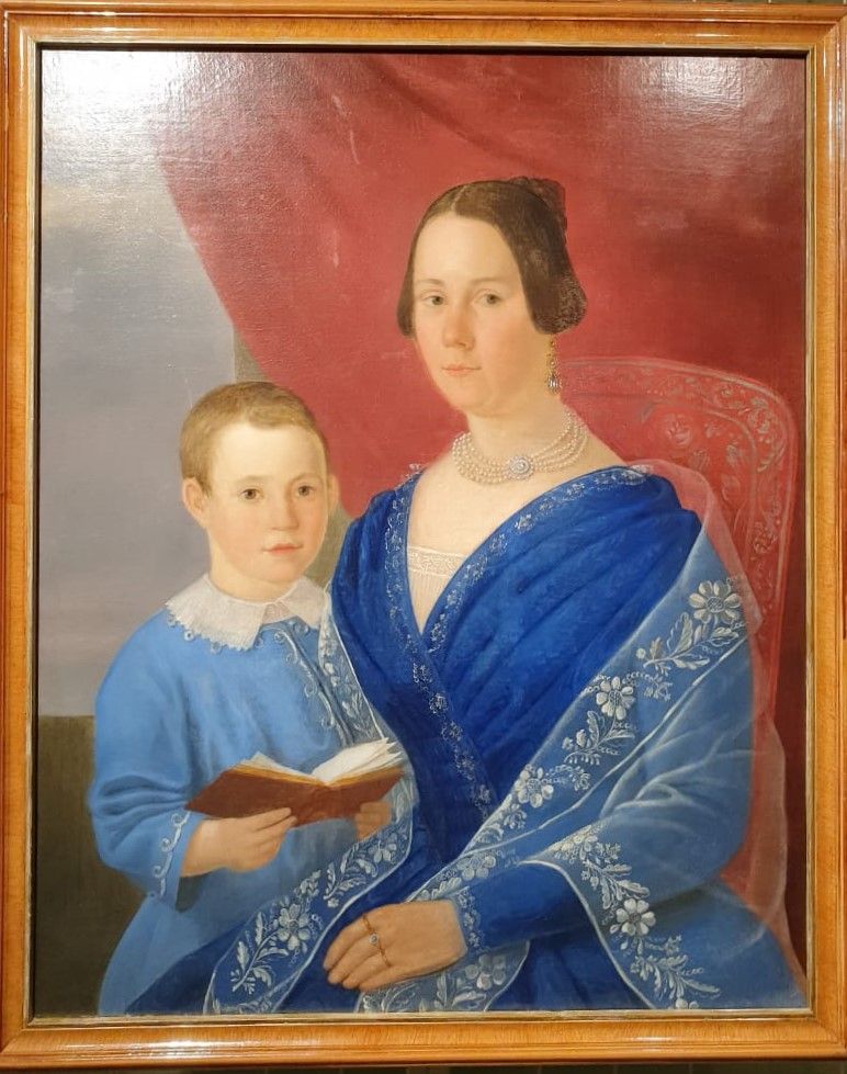 Дубровин Платон Алимпиевич (1795-1851) Портрет матери с сыном. июнь 1847 холст, масло