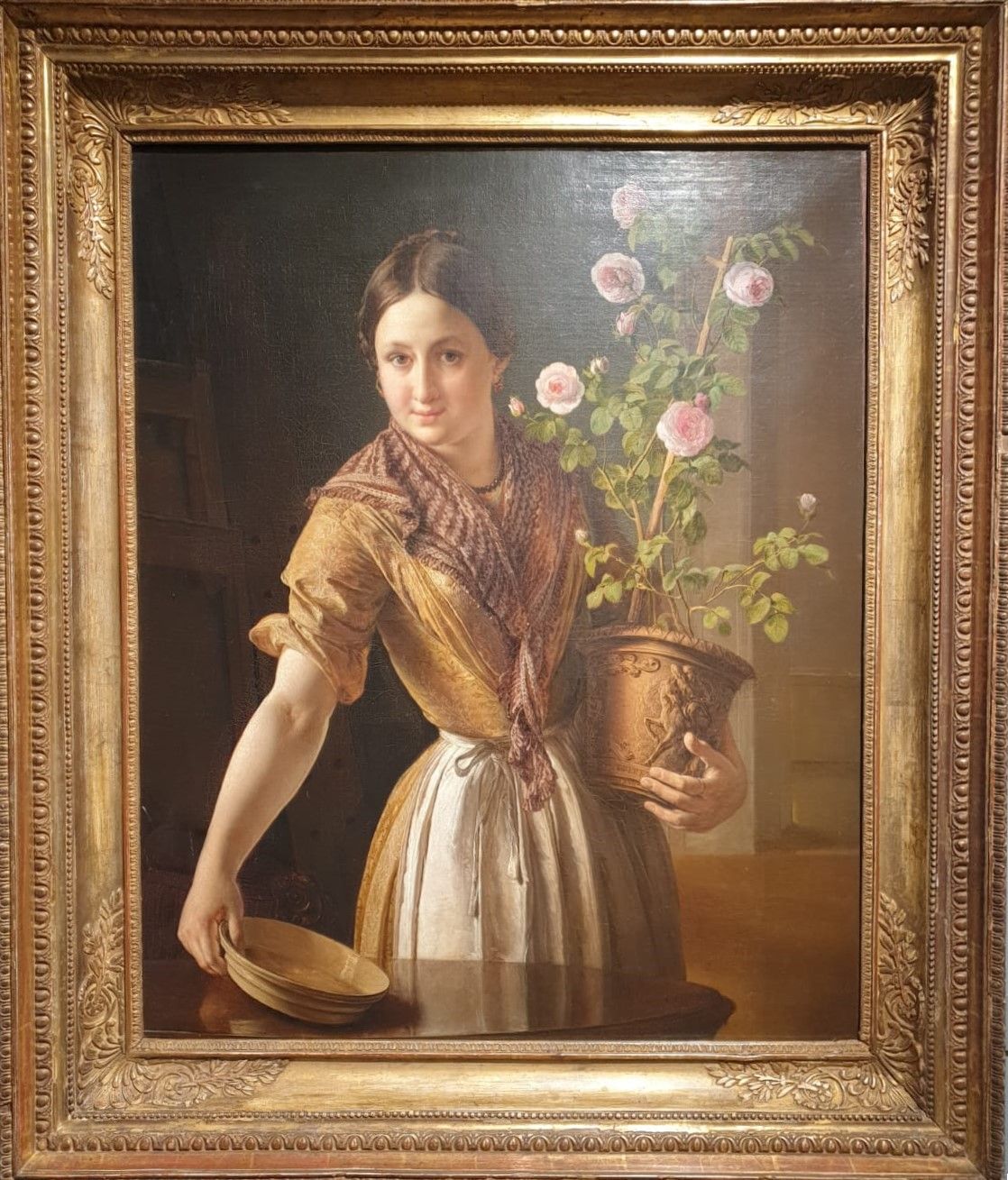 Тропинин В.А. Девушка с горшком роз 1850 холст, масло