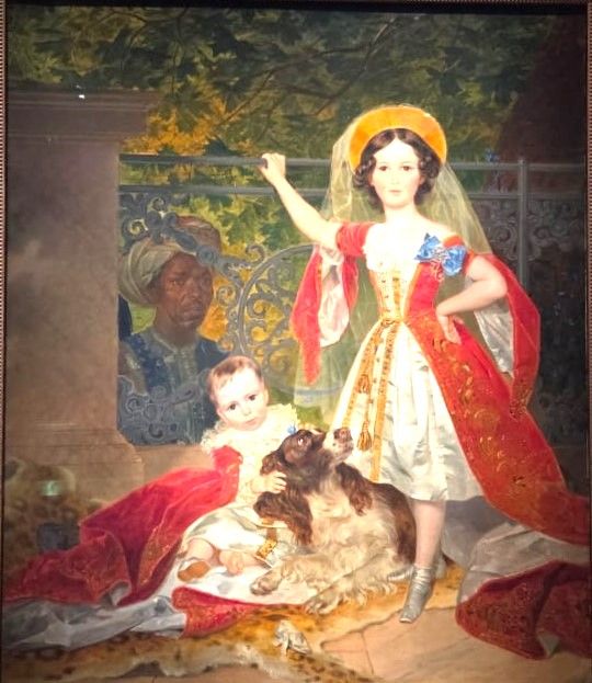 Портрет детей Волконских с арапом. 1843 холст, масло