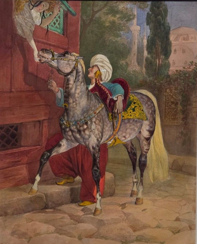 Любовное свидание в Константинополе 1837-1840 бумага, акварель, лак, итальянский карандаш