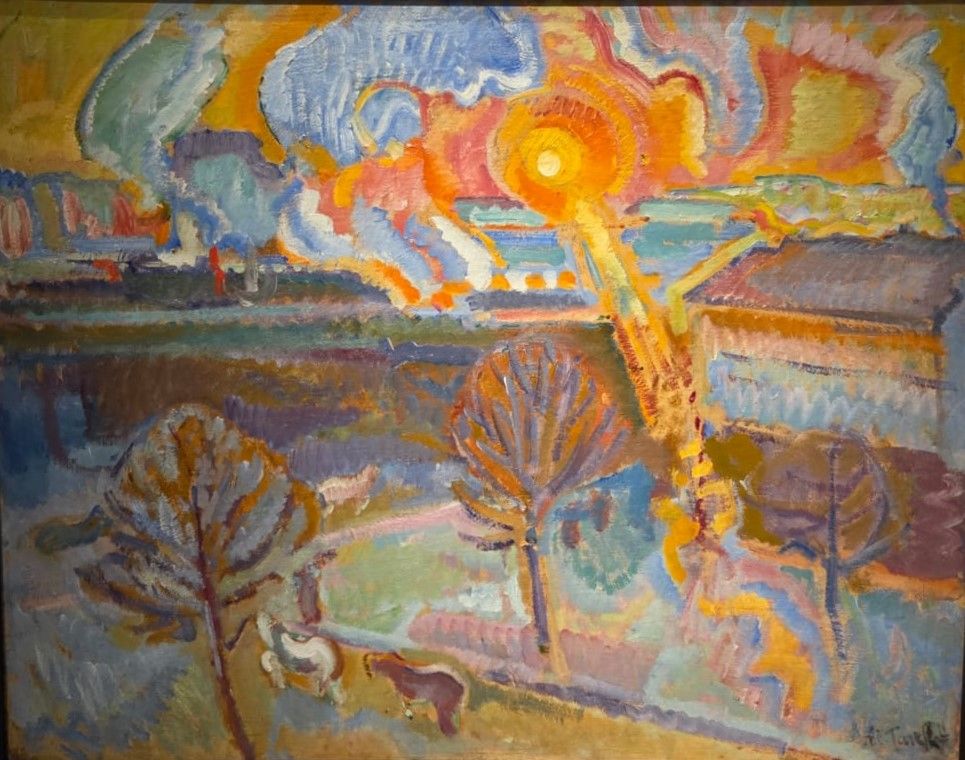Николай Тархов. Зарево над вокзалом Монпарнас. 1909-1910. картон, масло
