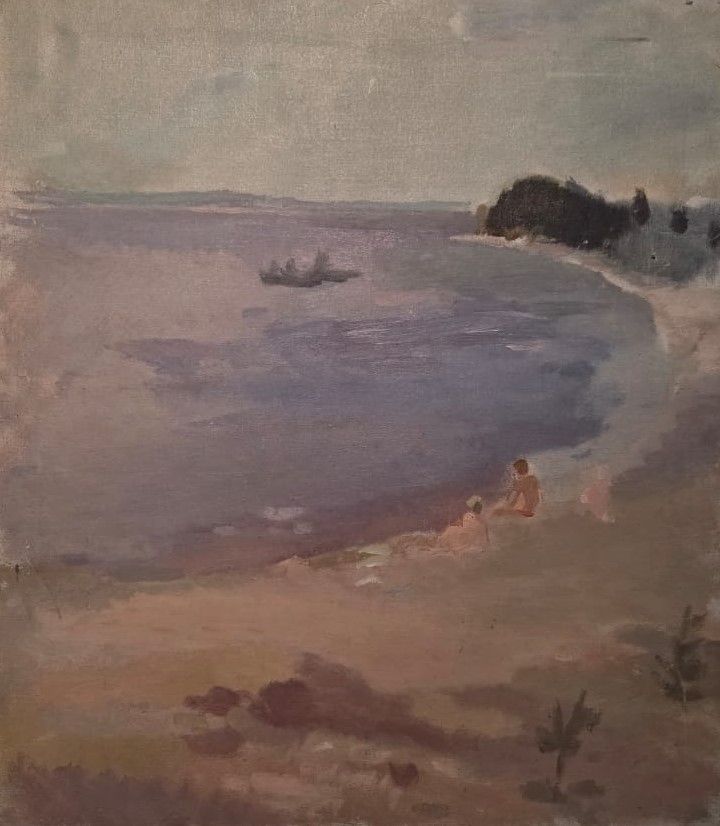 Дети на берегу (Шурик и Лерик). Конец 1930-х. холст, масло