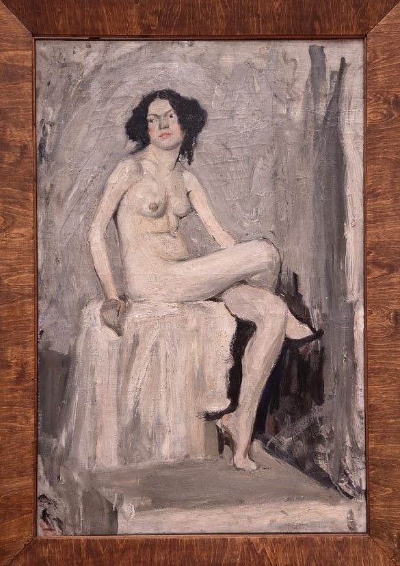 Сидящая натурщица в мастерской В.Серова. 1903-1905 холст, масло