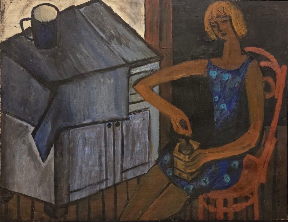 Девушка с кофемолкой. Коктебель 1967 холст, масло